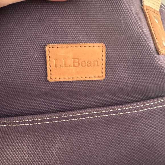 L.L. Bean Dark blue Canvas Tote with Tan Handles - Picture 2 of 4
